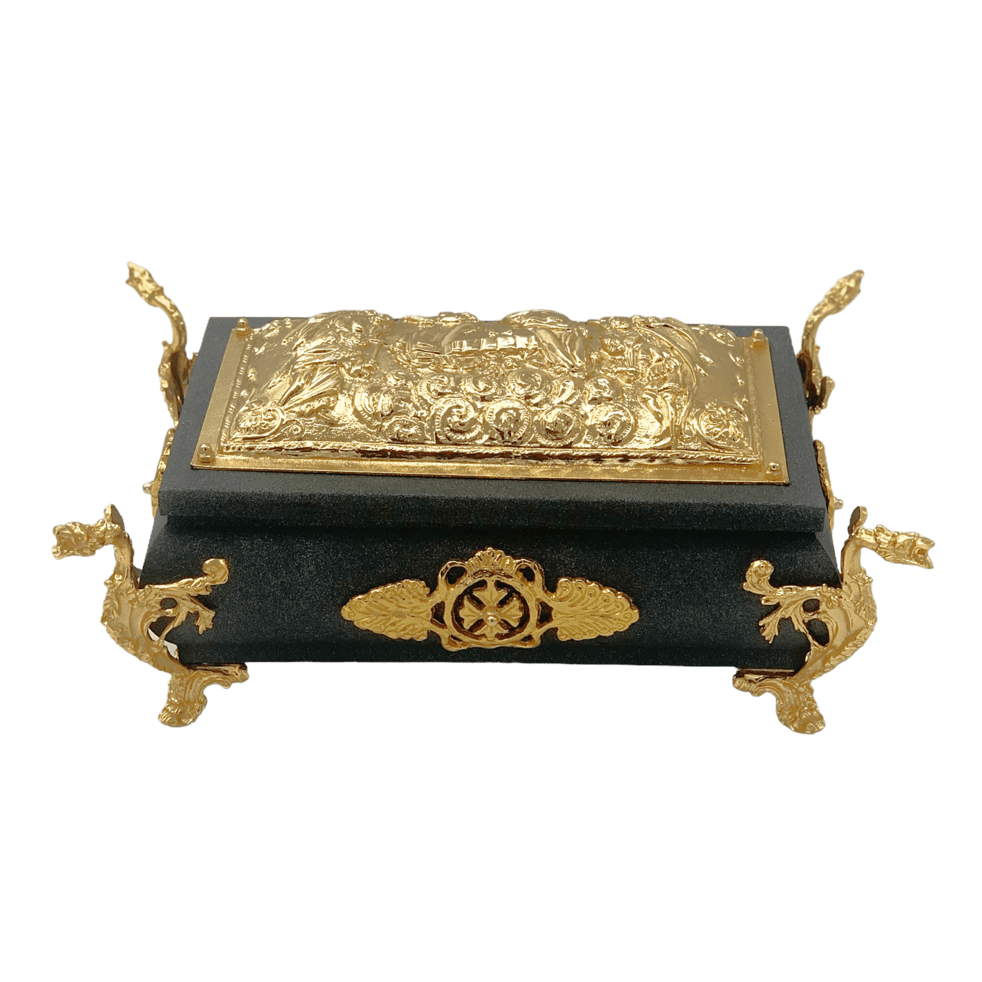 Intricately designed religious ecclesiastical item with gold detailing, used for Orthodox Christian ceremonies, crafted by TsaTsaroni's Antonios, combining traditional craftsmanship with sacred symbolism.