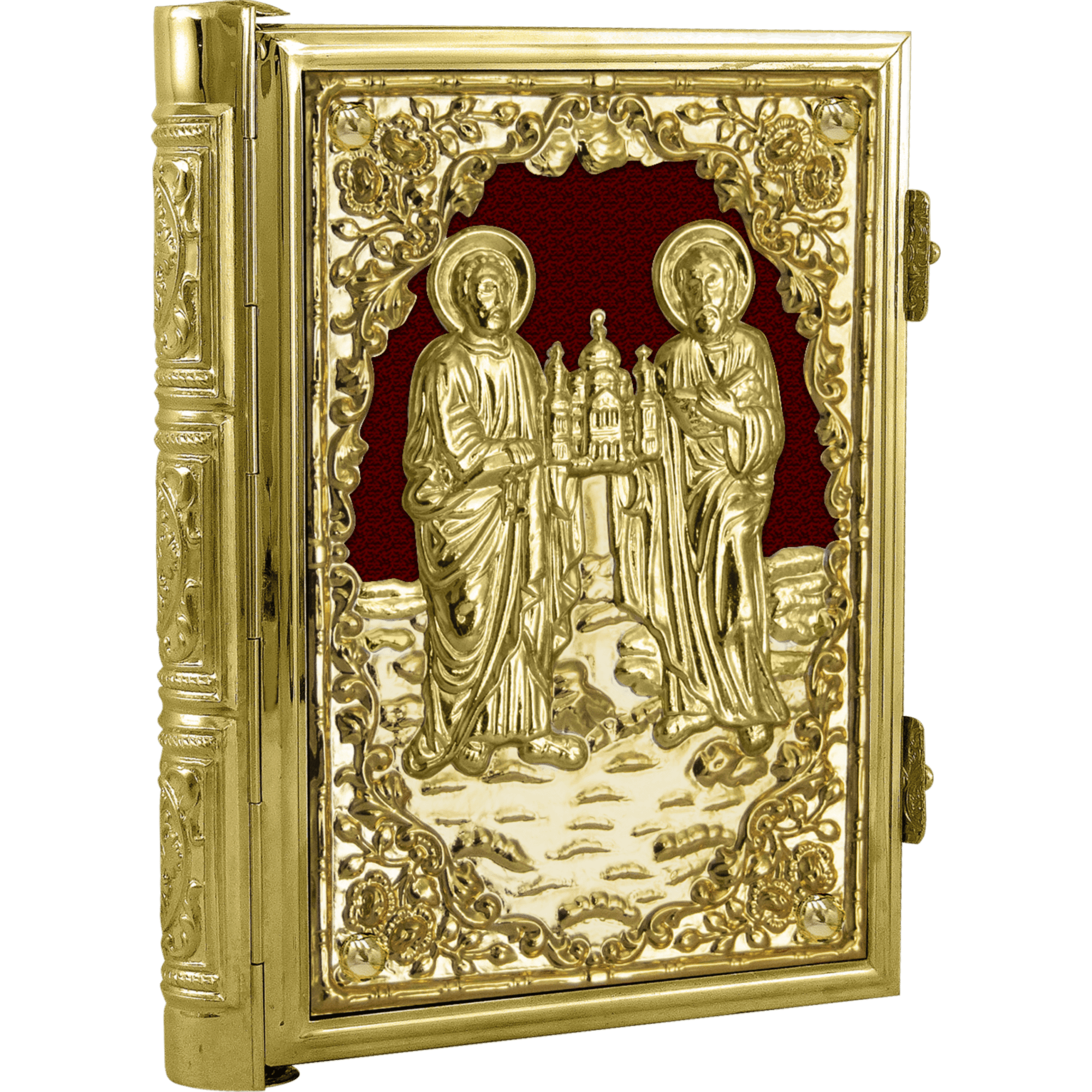 Luxurious gold-plated religious icon with detailed religious figures, church motifs, and ornate craftsmanship, ideal for church decoration, religious events, and ecclesiastical gifts.
