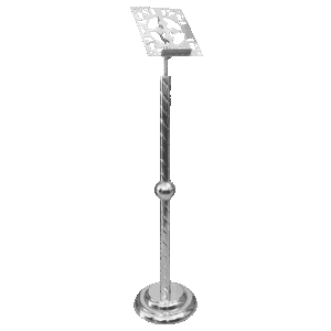 Polished silver thurible stand for church liturgical use, featuring intricate design and durable construction for religious ceremonies and sacraments.