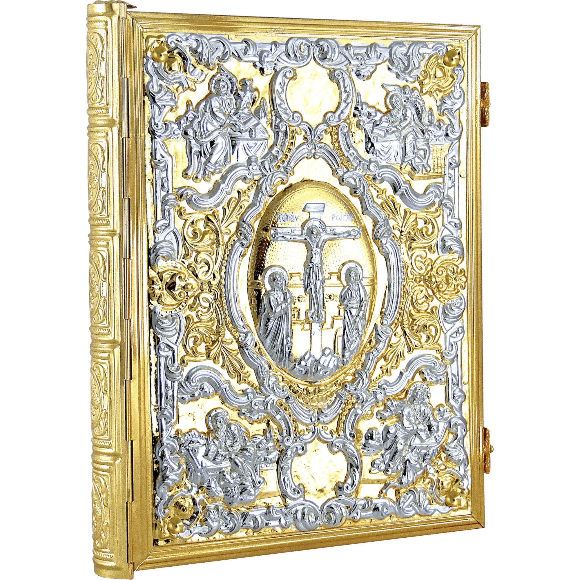 Intricately designed religious icon emphasizing Christian religious artifacts and church ornaments, showcasing ornate detailing of ecclesiastical items for religious ceremonies.