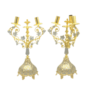 Ornate religious candelabra designed for church ceremonies - Greek ecclesiastical liturgical items by Tsa tsaronis Antonia.
