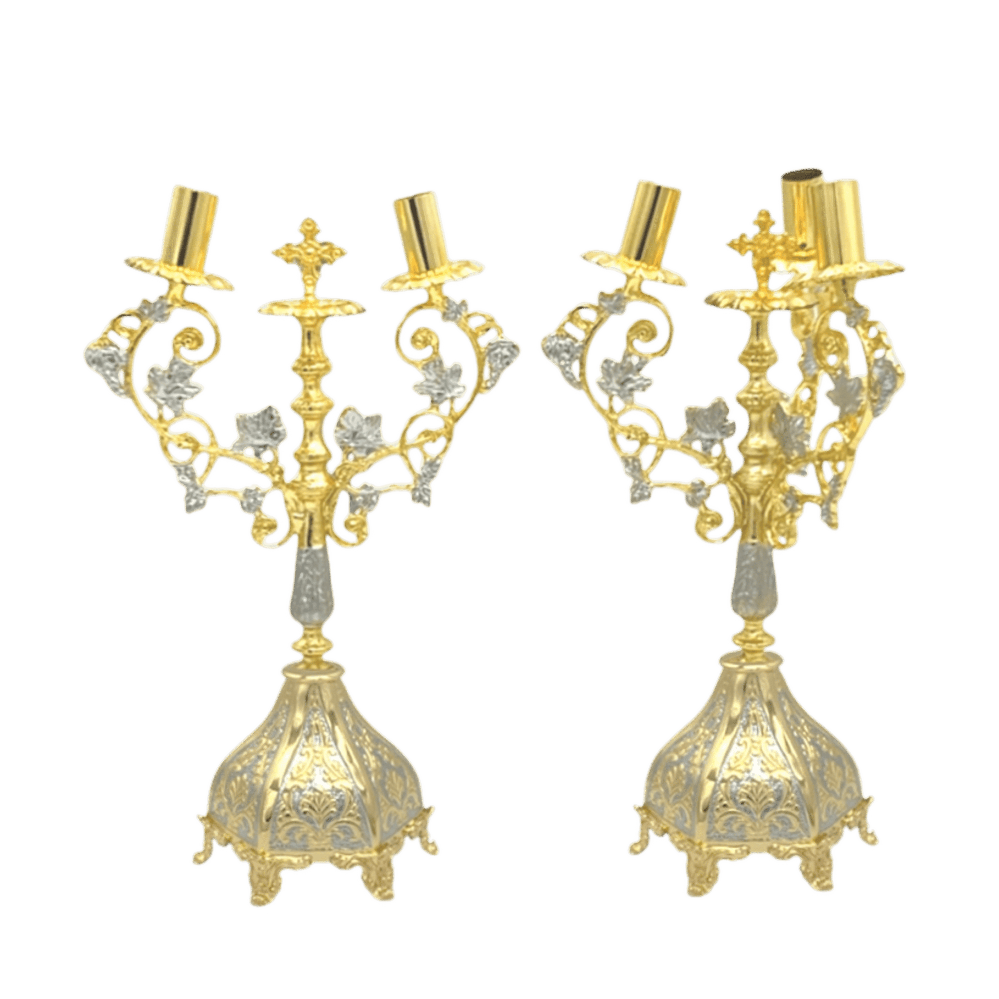 Ornate religious candelabra designed for church ceremonies - Greek ecclesiastical liturgical items by Tsa tsaronis Antonia.