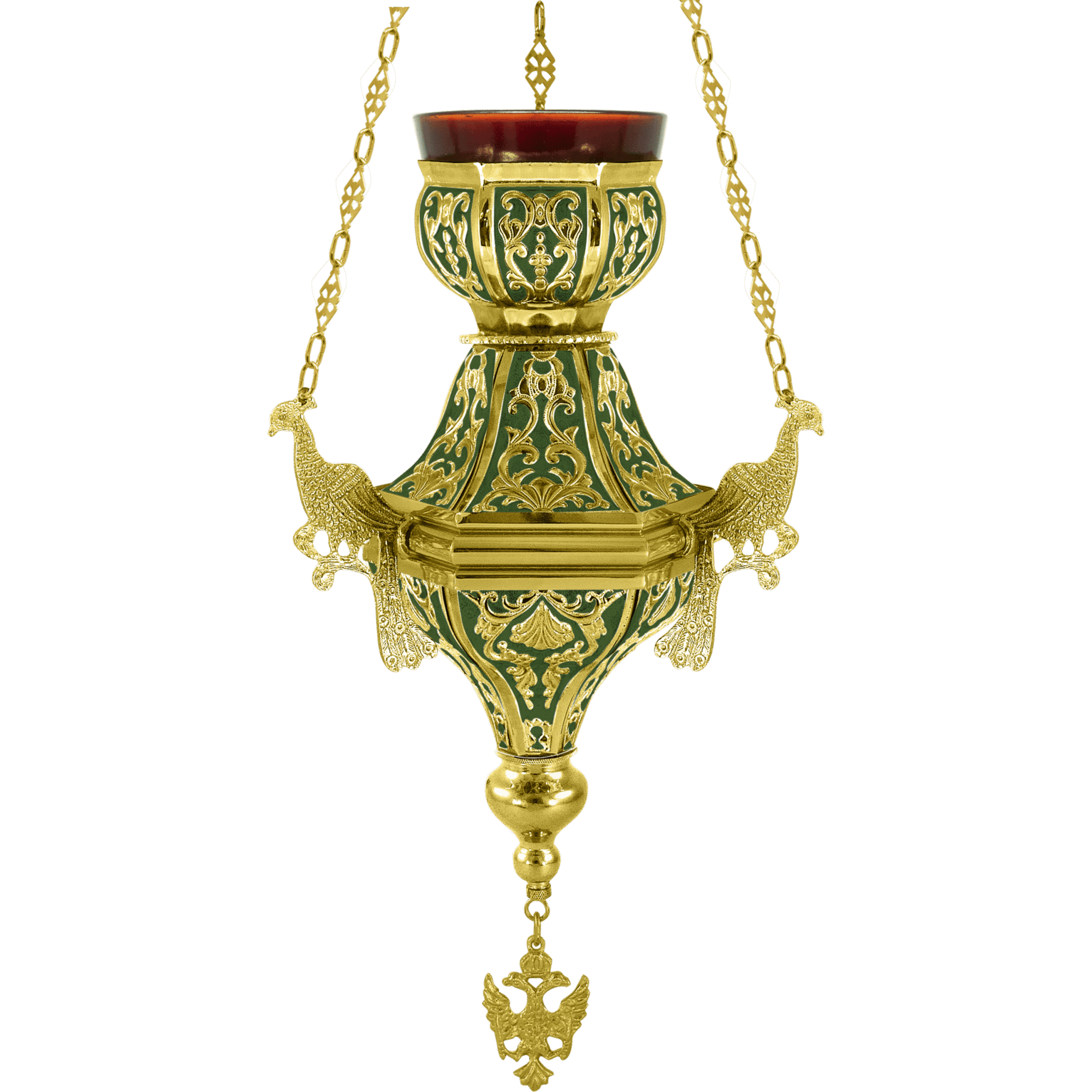 Ornate gold chandelier for church, religious lighting fixture, traditional ecclesiastical decor, handcrafted church lamp, Byzantine style hanging lamp for altar.