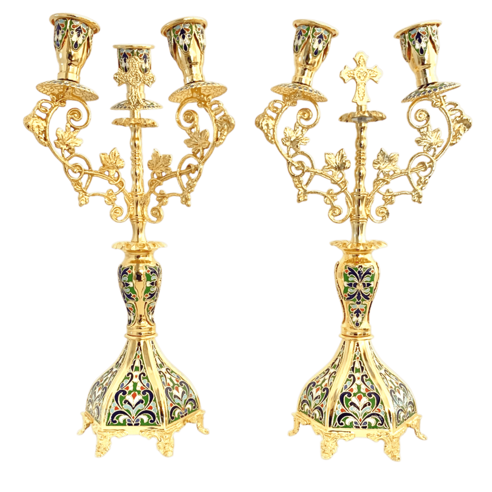 Golden Orthodox Greek Orthodox Candle Holders, Church Religious Church Supplies.