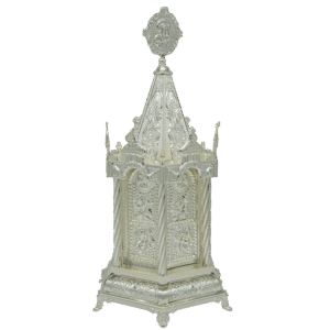 Intricately crafted silver church lantern, highlighting traditional ecclesiastical items for religious ceremonies. Made by Tsa tsaronis Antonios, perfect for Orthodox church decorations and religious events.
