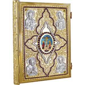 Exquisite Byzantine-style religious iconography with metallic accents and vibrant colors, featuring depictions of saints and Christ, perfect for church sacred items and religious decoration.