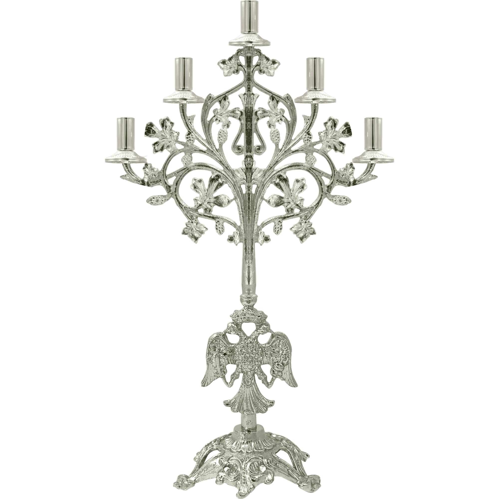 Intricate silver church candelabrum for religious ceremonies | Ecclesiastical items by Tsa tsaronis Antonios.