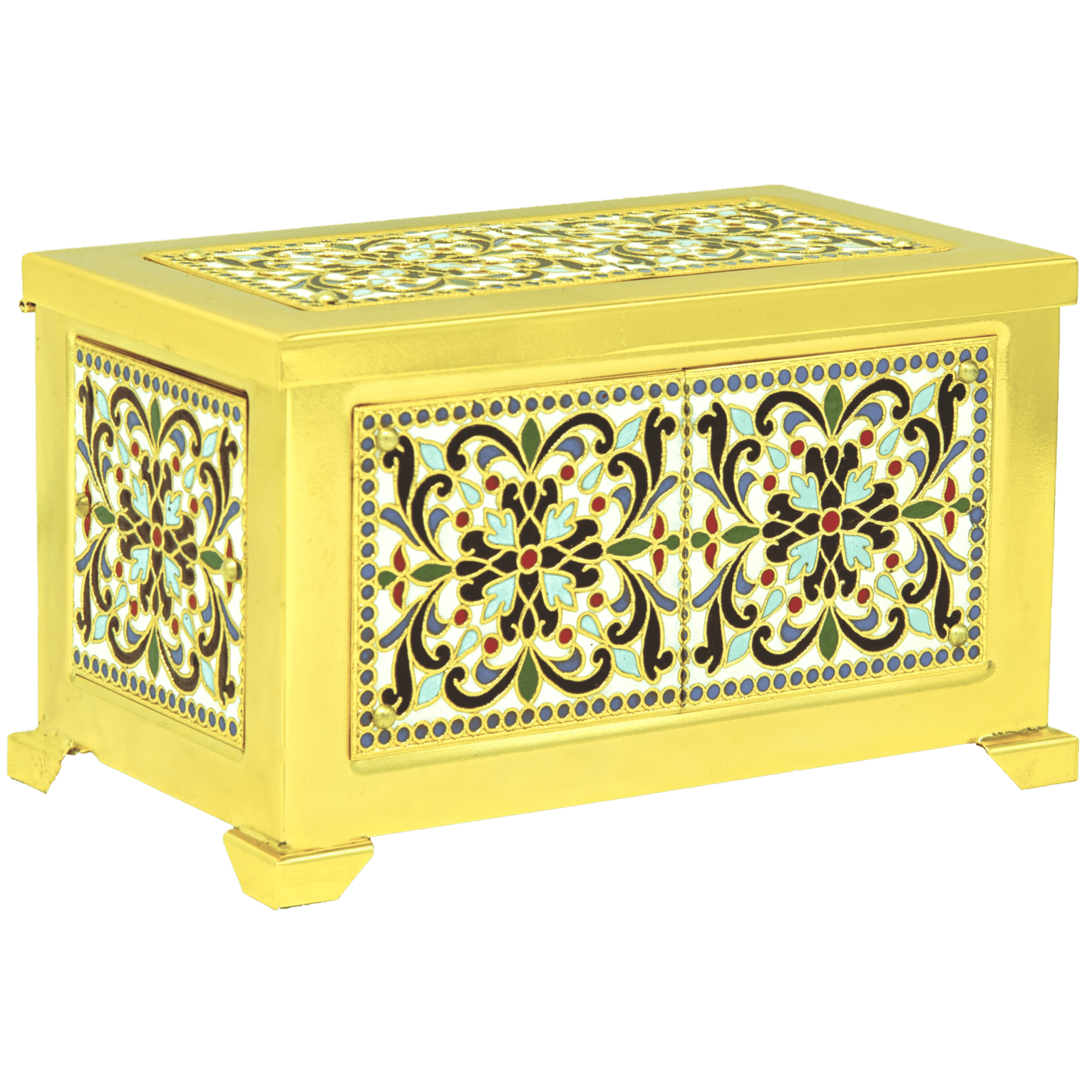 Colorful ecclesiastical item with intricate religious pattern, crafted for church decorations and religious ceremonies, featuring detailed mosaic designs.