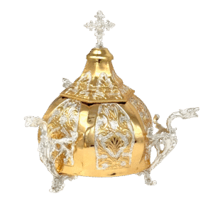 Exusively crafted ecclesiastical religious artifact from TsaTsaRonis Antonios, combining gold and silver materials, designed for church ceremonies and sacred rituals.