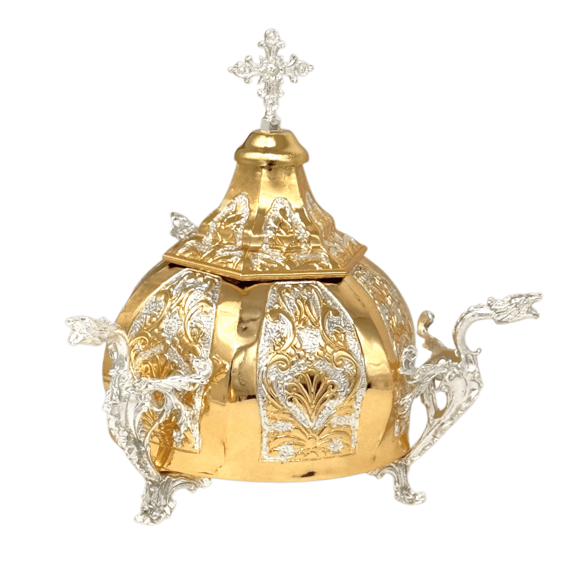 Exusively crafted ecclesiastical religious artifact from TsaTsaRonis Antonios, combining gold and silver materials, designed for church ceremonies and sacred rituals.