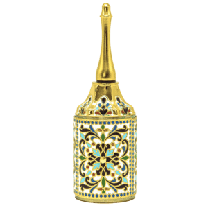 Elegant gold cloisonné glass oil lamp with intricate religious design, ideal for church rituals and religious ceremonies, showcasing high-quality ecclesiastical items.