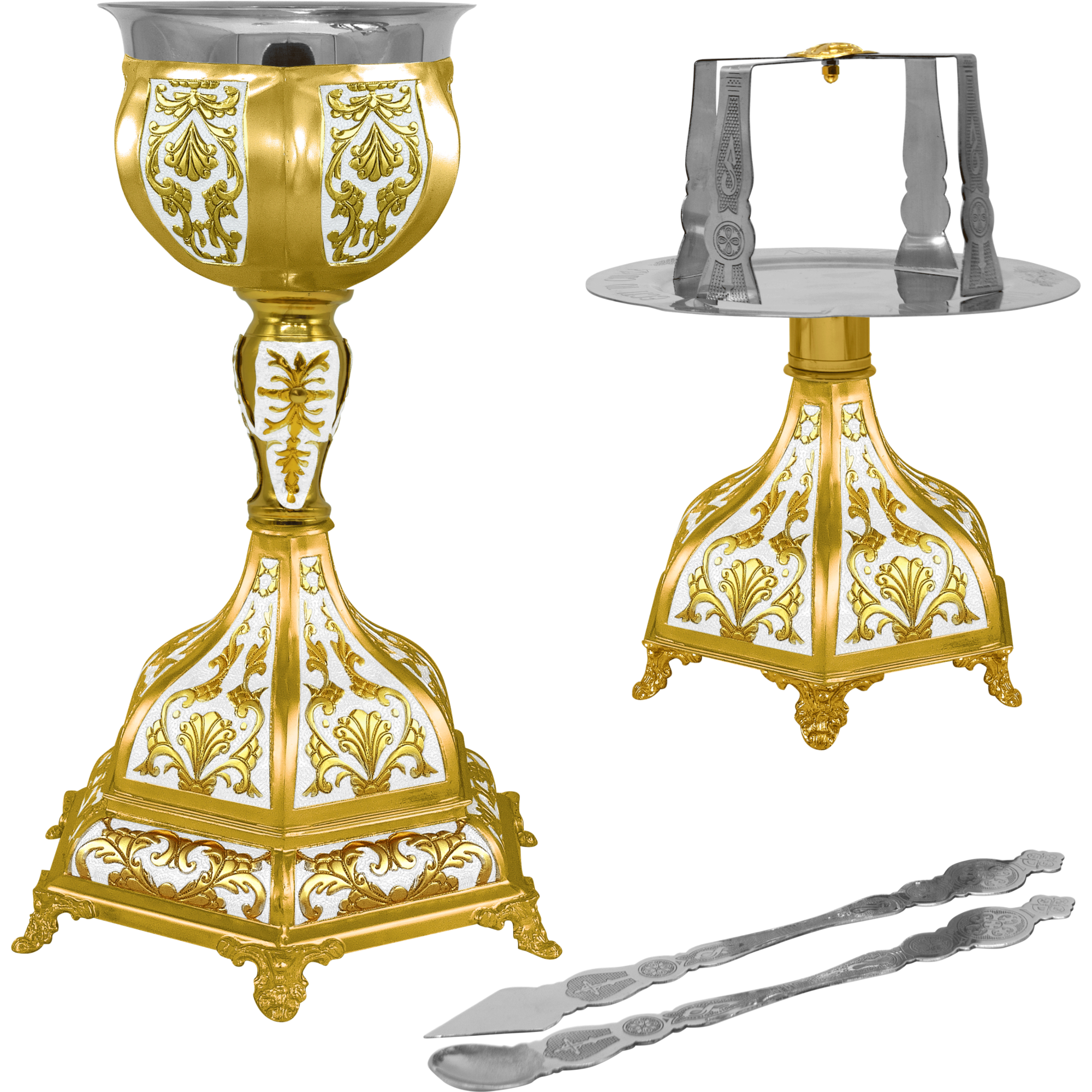 Χρυσά εκκλησιαστικά άγια λείψανα και άμφια με λεπτομέρειες, ιδανικά για δώρα στην εκκλησία και λατρευτικές τελετές.