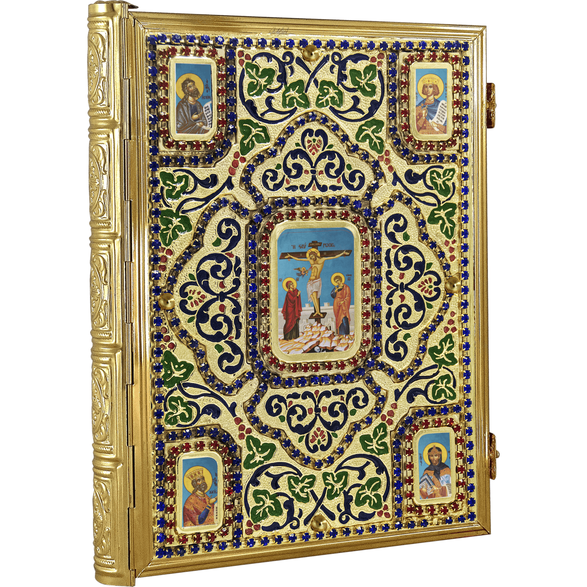 Elegant ecclesiastical icon with intricate gold and gemstone embellishments, perfect for church decoration and religious ceremonies.
