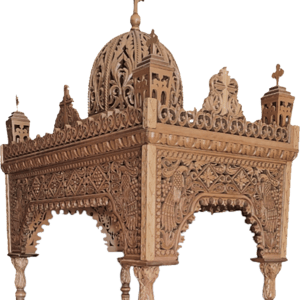 Orthodox funeral bier, carved wood, religious funeral equipment, ecclesiastical funeral items, traditional Greek funeral accessories.